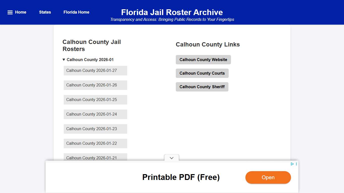 Calhoun County - Florida Jail Rosters